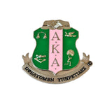 AKA Pink Green Sorority Shield Brooch