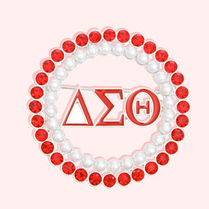 DST Brooch Red White Delta Round Pin for Women
