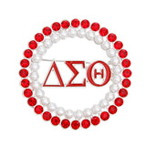 DST Brooch Red White Delta Round Pin for Women