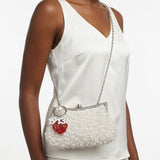 DST White Pearl Clutch with 1913 and Flower Charms