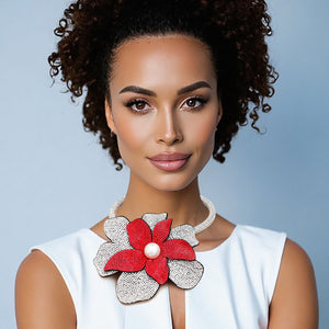 DST Handcrafted Brilliance Flower Choker Necklace