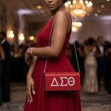 DST Red with Clear Rhinestone Flap Snap Clutch Bag