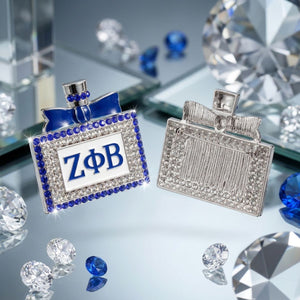 ZPB Blue and White Rhinestone Perfume Brooch