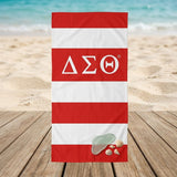DST Red and White Microfiber Stripe Beach Towel