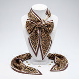 Horsebit Brown Leopard Silky Scarf Necklace