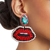 Red Lips Earrings (Green)