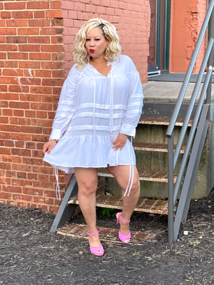 Aprille Hi Low Shirtdress (White)